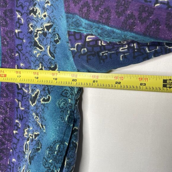 Erin London Silk Zip Jacket L Bright Boho Festival Windbreaker Y2K VTG Style - Picture 4 of 6